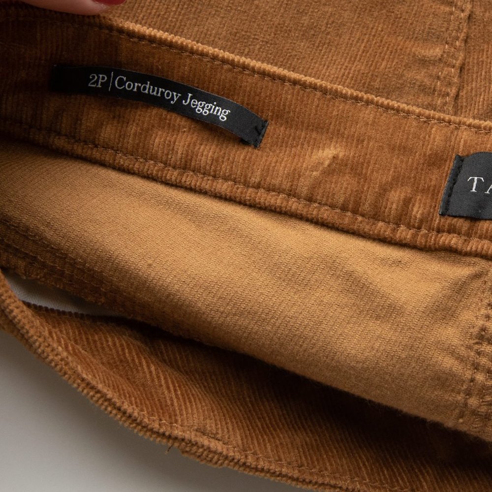 Talbots Jeggings Corduroy High Waist Pants Skinny Stretch Brown Sz 2 Petite New - Picture 4 of 9